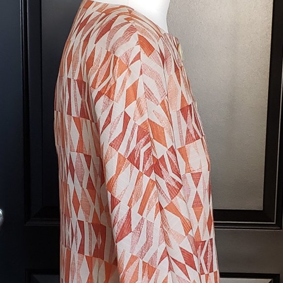 EUC *DONCASTER* Women's Orange/Tan Cotton Silk Blend Blazer Jacket 10 - Picture 2 of 11